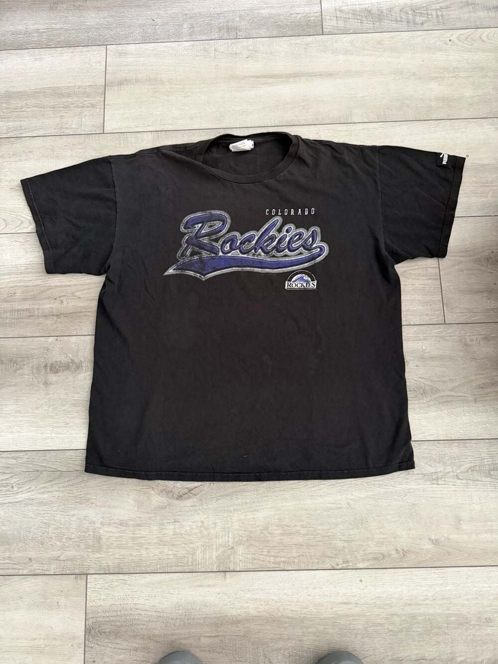 Vintage 1990s Puma Colorado Rockies T-Shirt Size L Black MLB Baseball Graphic Te